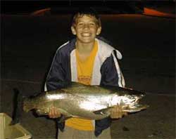 My son Zach's first ever king salmon caught ( 37). Caught on 92102. Racine Wisconsin 
Dave Mogensen 
